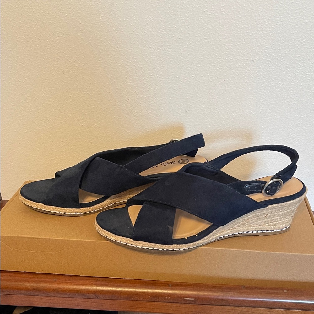 Bella Vita Navy Espadrille Slingbacks
